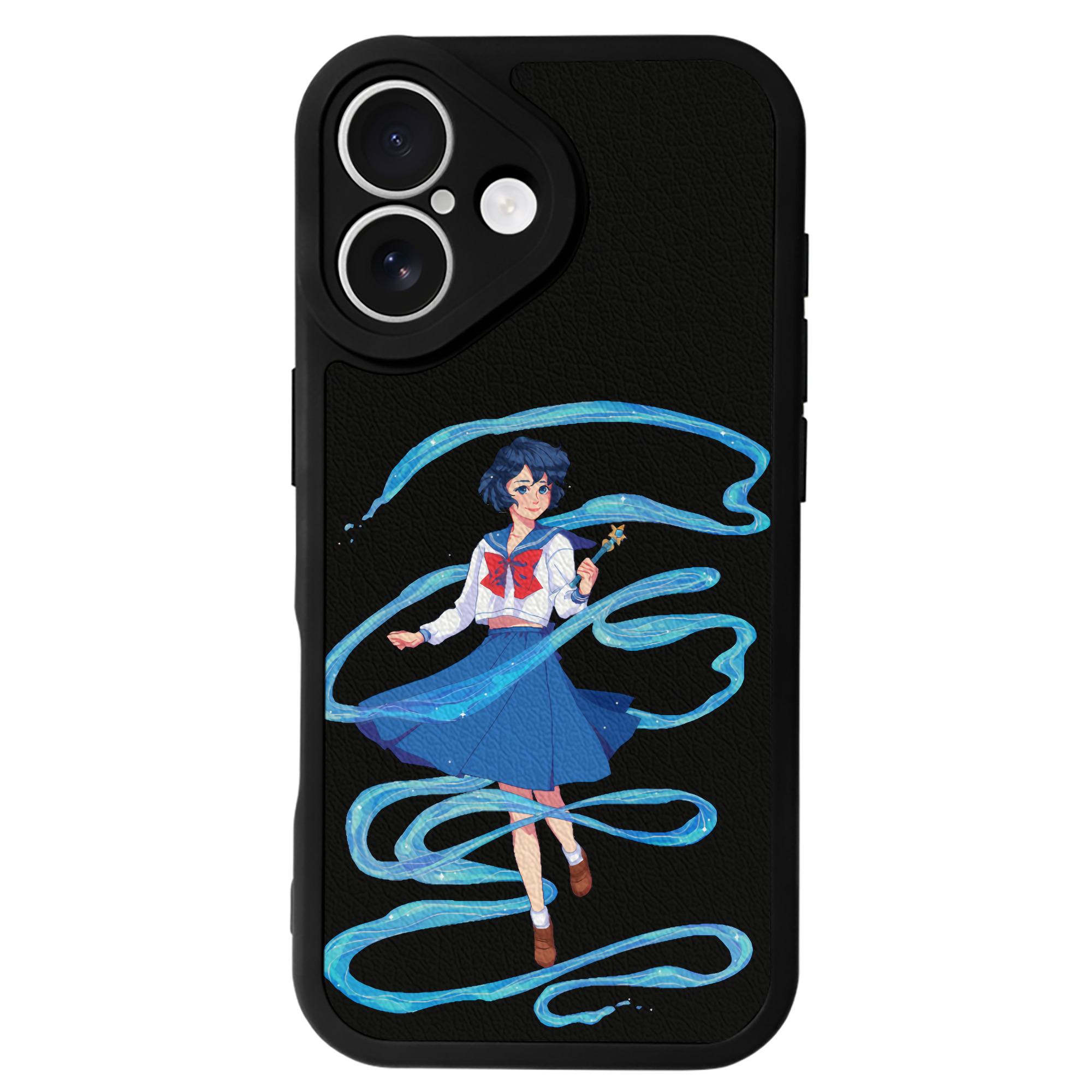 （画像用） 美少女戦士セーラームーン 水野 亜美 みずの あみ Sailor Moon Mizuno Ami 【iPhone 16シリーズ対応】シリコンスマホケース（レザー調） 材質：シリコン